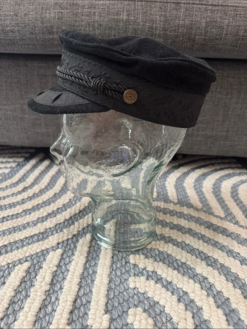Brixton Albany Black Fiddler Cap XS 54cm Women's Greek Fisherman Hat